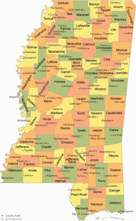 Tennessee and Mississippi Map Mississippi County Map