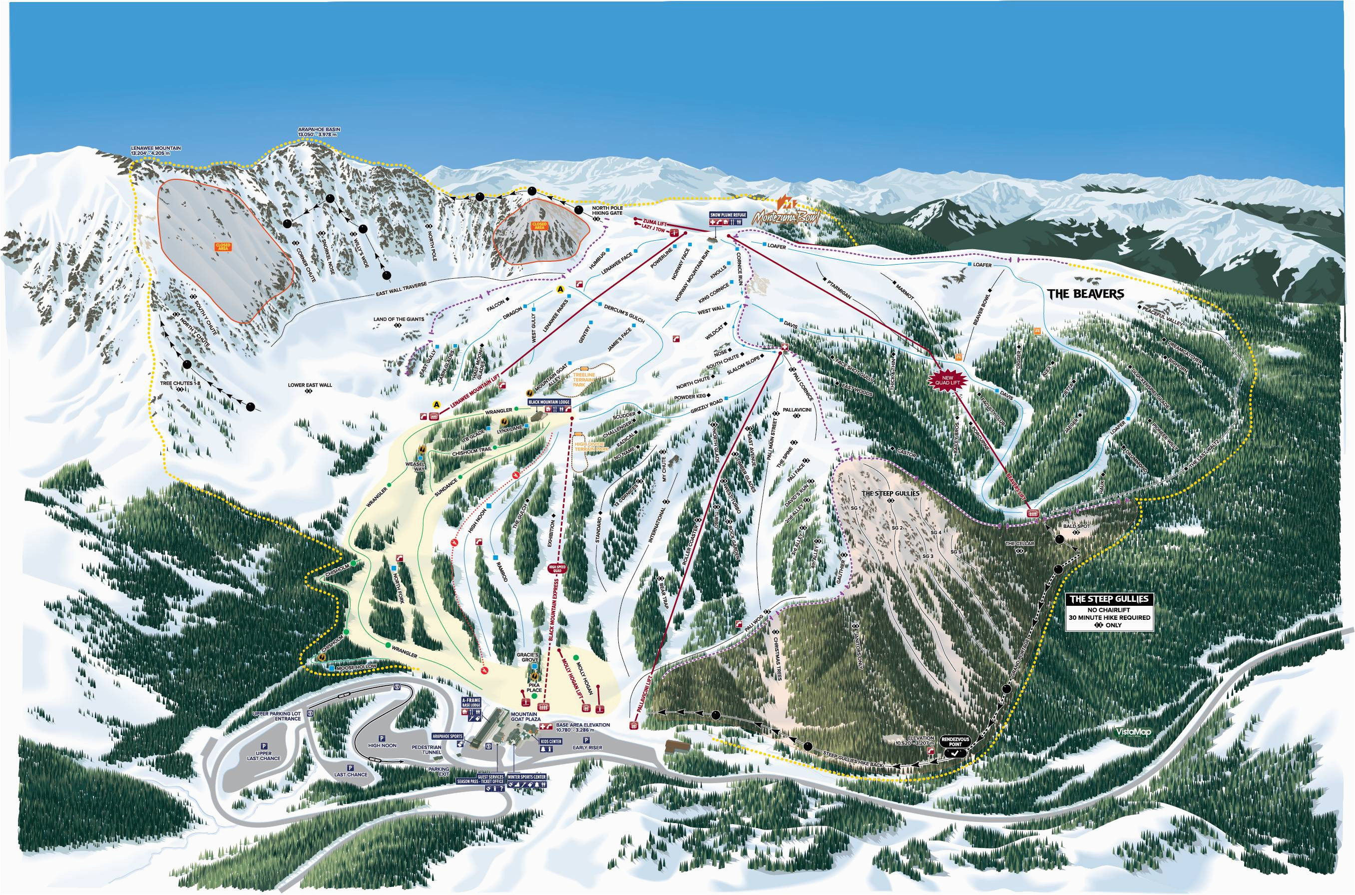 Tennessee Ski Resorts Map Trail Map Arapahoe Basin