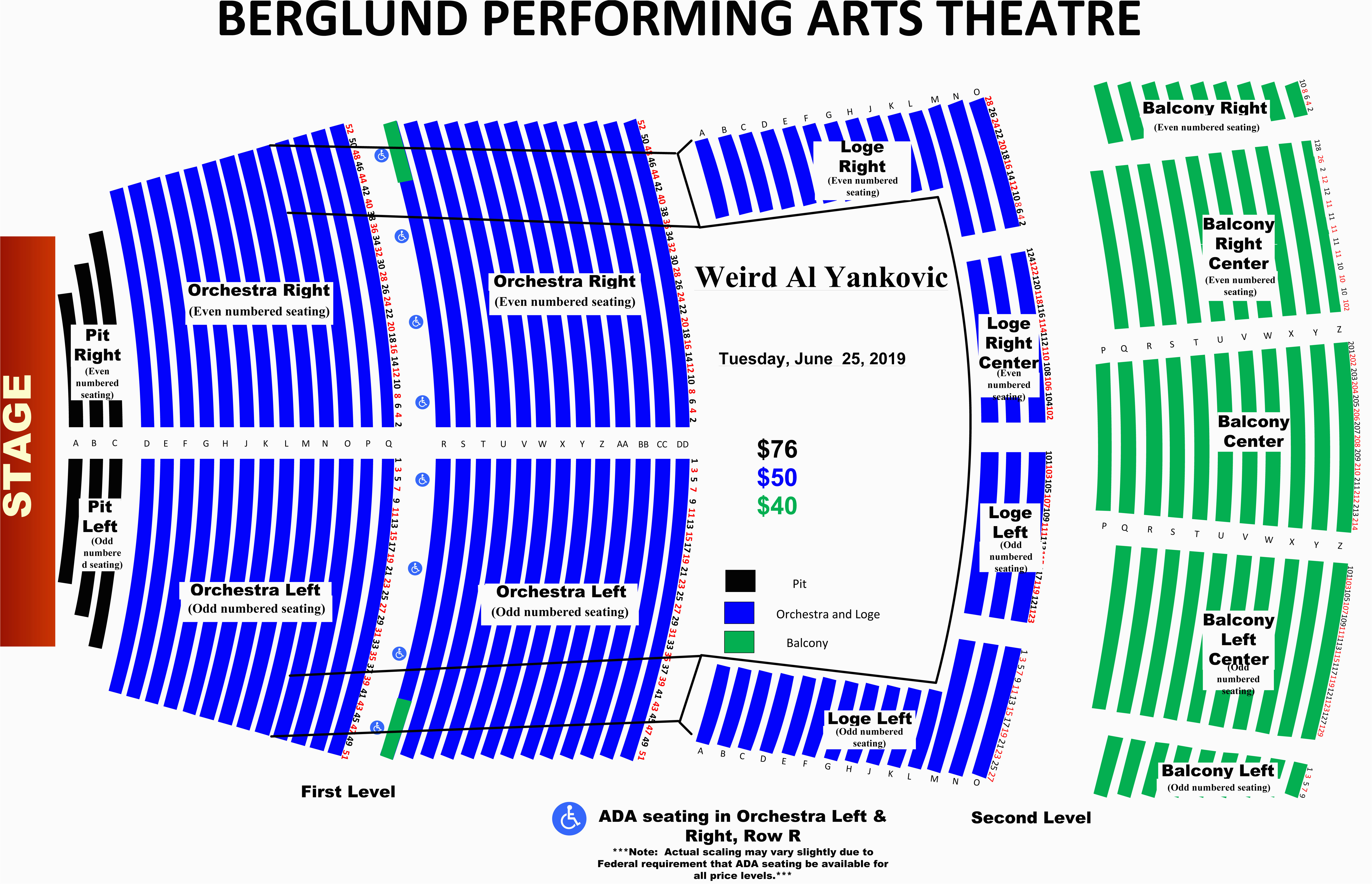 Tennessee theatre Seating Map Seating Charts the Berglund Center Va Official Website