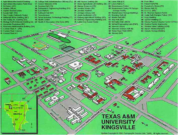 Texas A&amp;m Kingsville Map Tamu Kingsville Campus Map by Chris Silver Smith