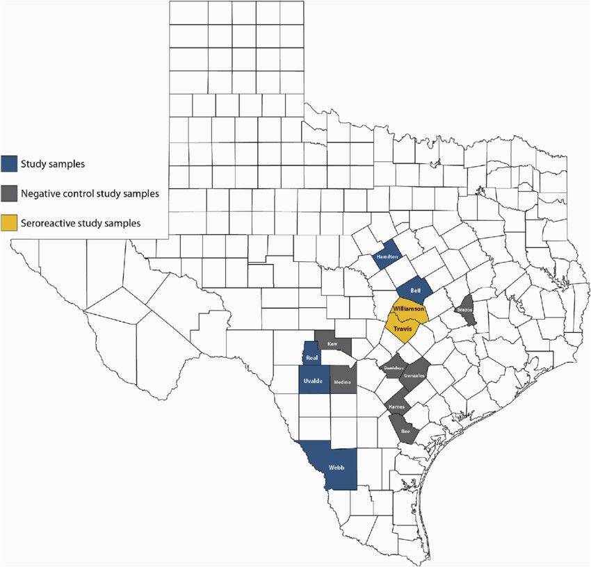 Texas Deer Population Map Texas Map Showing 14 Counties In which White Tailed Deer Wtd Were