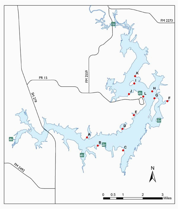 Texas Lake Finder Map Fish attractors In Lake Brownwood