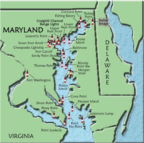 Texas Lighthouses Map Maryland Lighthouses I Want to See them All We Need A Vacation
