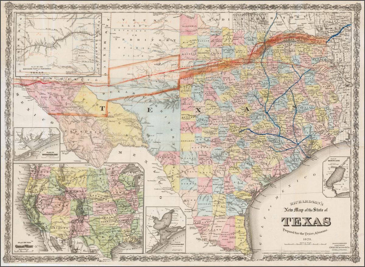 Texas Mexico Border Map Richardson S New Map Of the State Of Texas
