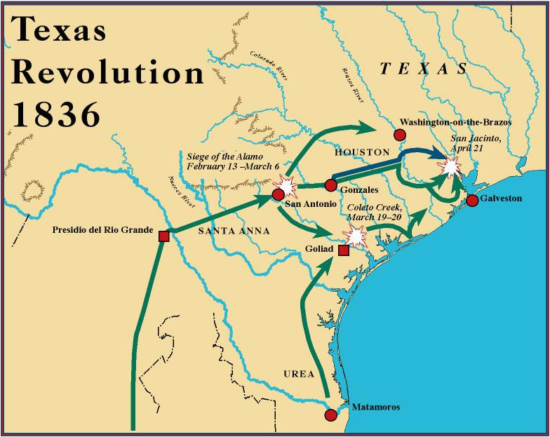 Texas Revolution Map 1836 Battles Of the Texas Revolution and Important Characters Lessons