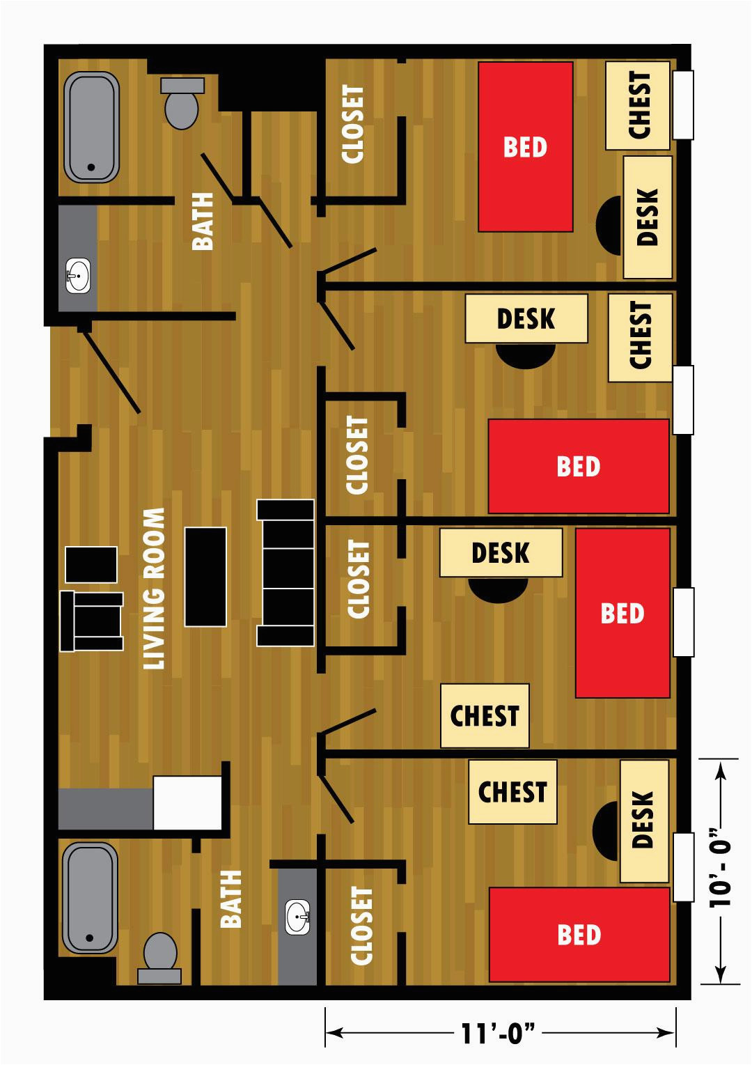 Texas Tech Dorm Map Murray Hall Halls Housing Ttu