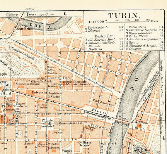 Vincenzo Italy Map Turin torino Italy City Map 19th Century Map Antique 1890s