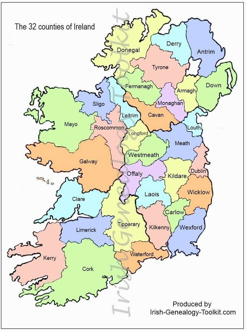 32 Counties Of Ireland Map Map Of Counties In Ireland This County Map Of Ireland Shows All 32