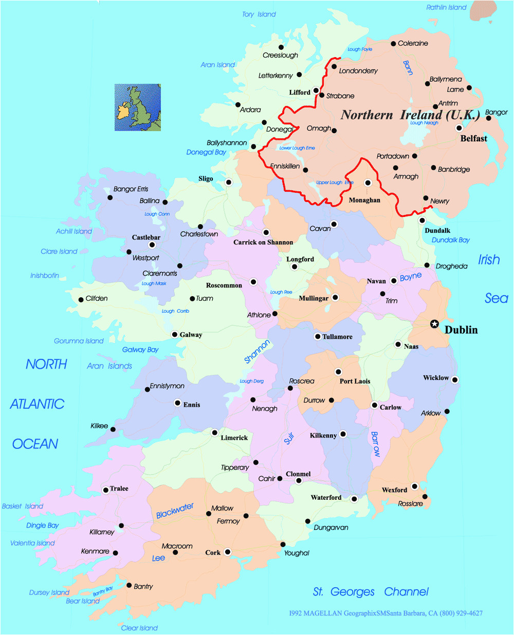 A Map Of Ireland with Counties and towns Ireland Map with Counties and towns Google Search Ireland