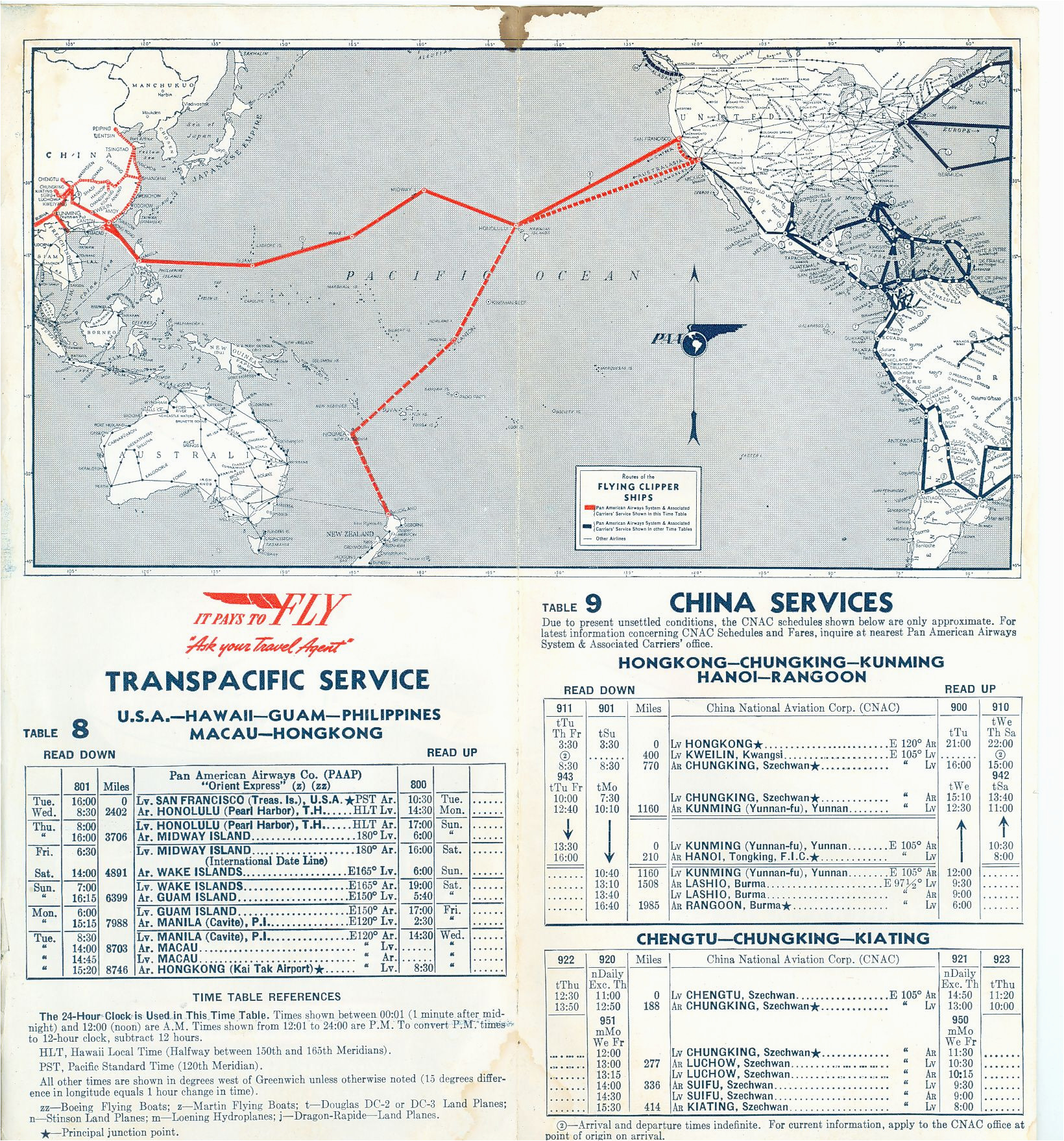 Air France Route Map Route Map and Schedules 1940 Pan American World Airways