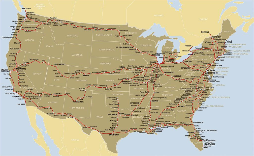 Amtrak Canada Map Map Of the Amtrak Rail Network California Zephyr Train