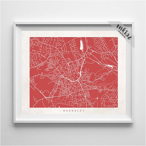 Barnsley England Map Barnsley Map England Print Barnsley Poster England Art