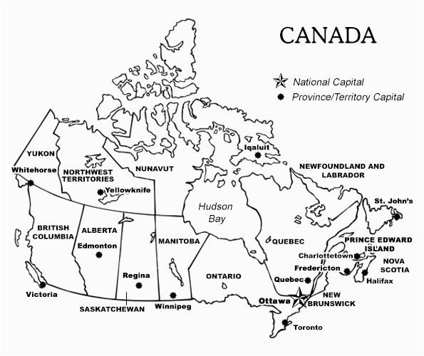 Blank Map Of Canada Provinces and Capitals Printable Map Of Canada with Provinces and Territories and