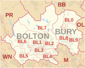 Bolton England Map Bl Postcode area Wikipedia