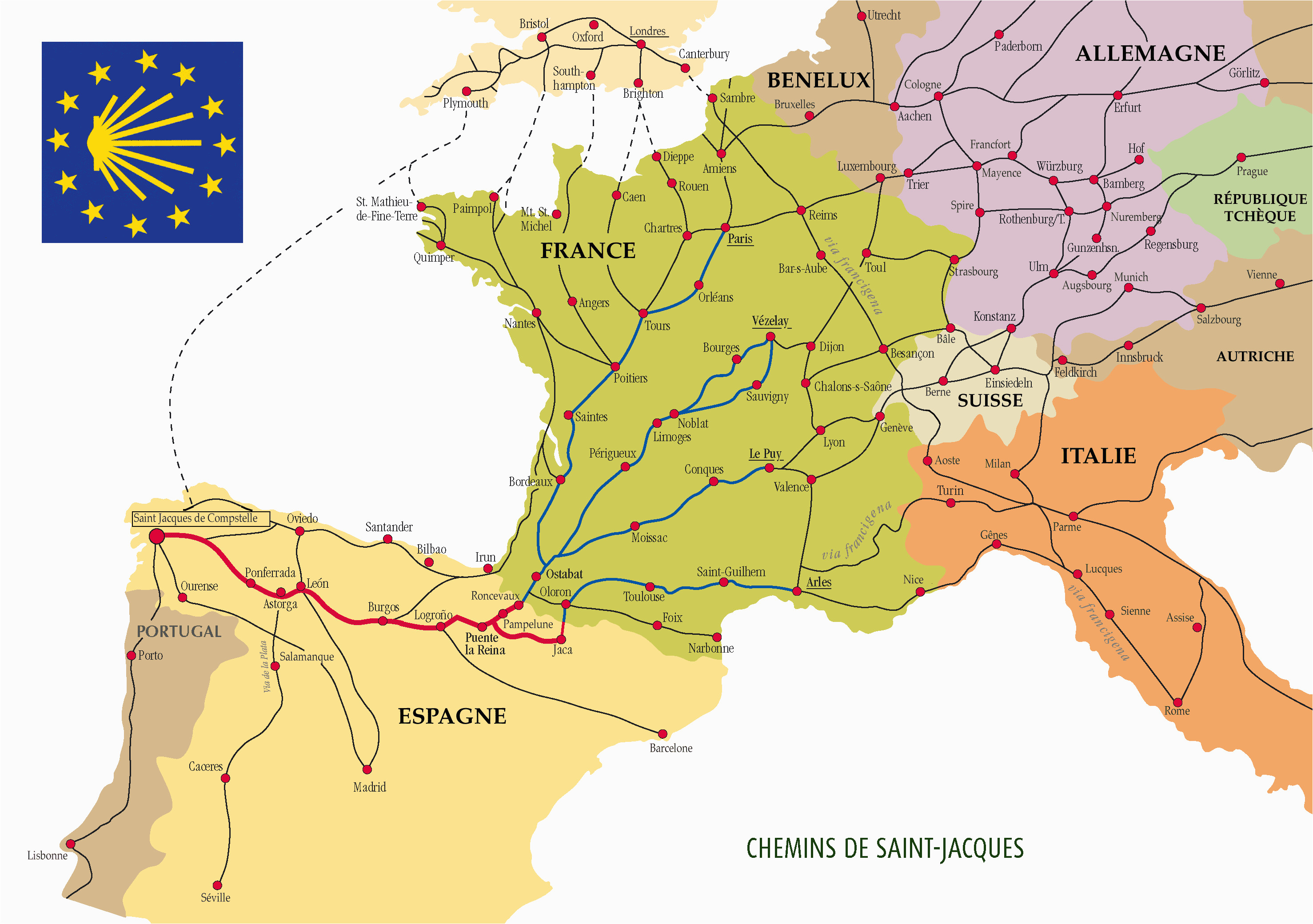 Camino Frances Map Route Secretmuseum