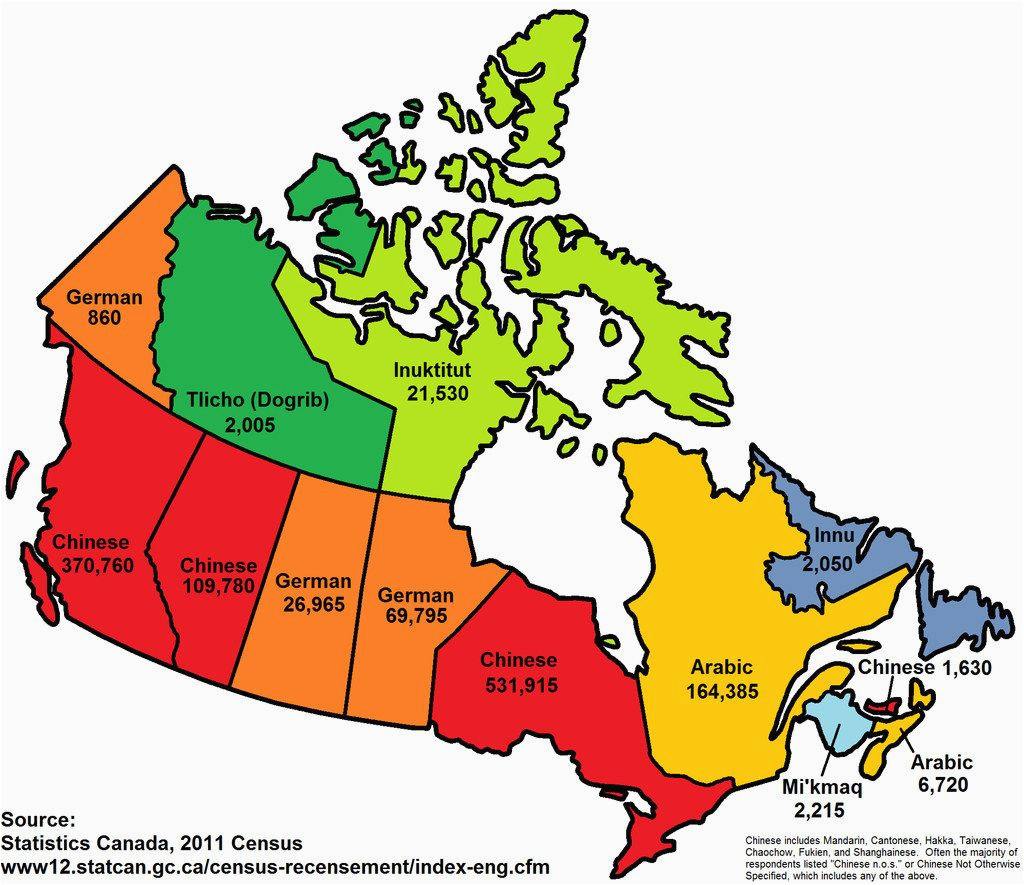 Canada French Speaking Map This Map Shows the Most Popular Language In Each Province and