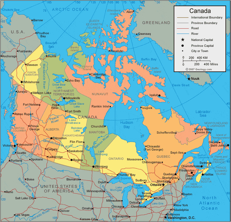 Canada Map with Lakes and Rivers Canada Map and Satellite Image