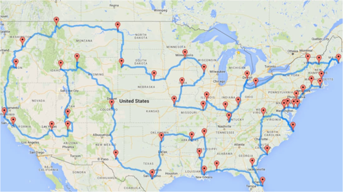 Canada Road Trip Map This Map Shows the Ultimate U S Road Trip Mental Floss Canada Road Trip Map This Map Shows the Ultimate U S Road Trip Mental Floss