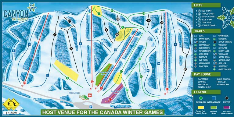 Canada Ski Resorts Map 2019 area Map Canyon Ski Resort