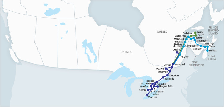 Canada Via Rail Map Map Of Train Of the atlantic Canada Region Travel