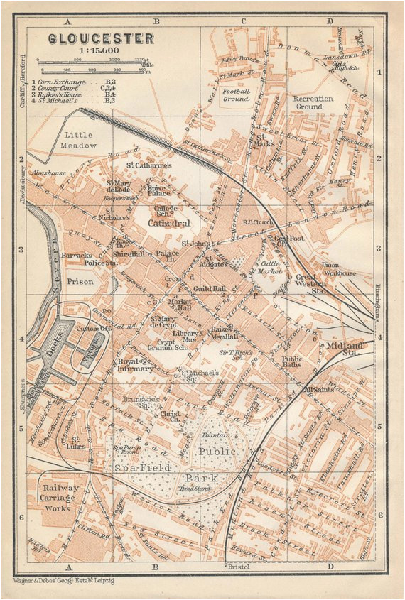 Canals England Map 1910 Gloucester United Kingdom Great Britain Antique Map