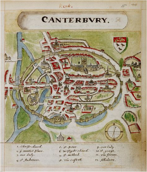 Canterbury Map England A Historic Map Of Canterbury by Anonymous British Library