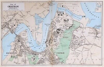 Chatham England Map 1769 Kent andrews Dury Herbert Antique Map original