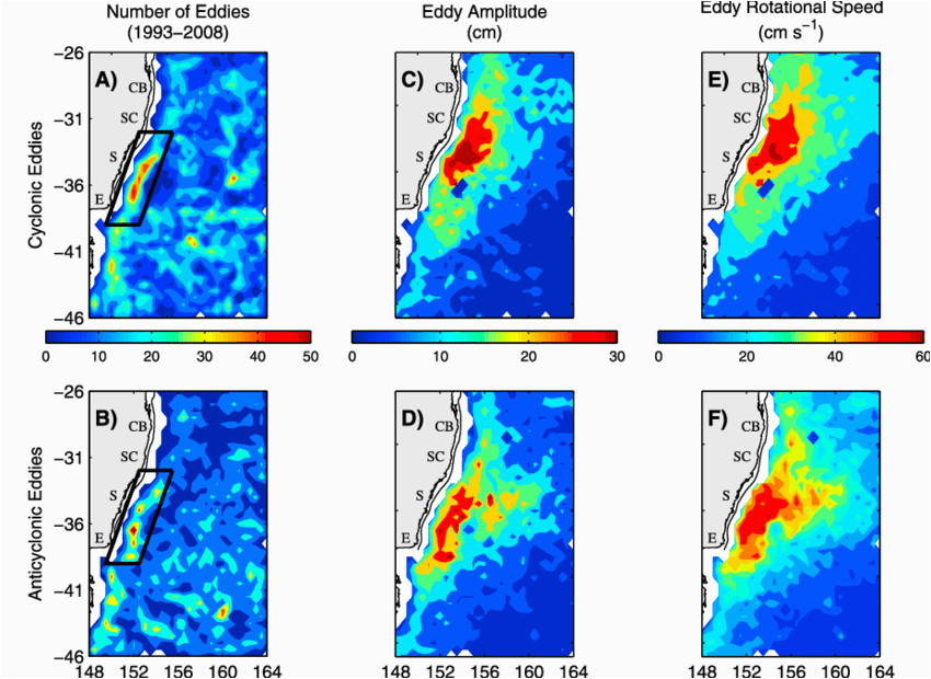 Contour Map Of England Eddy Contour Map Showing A B the total Number Of Eddies C D