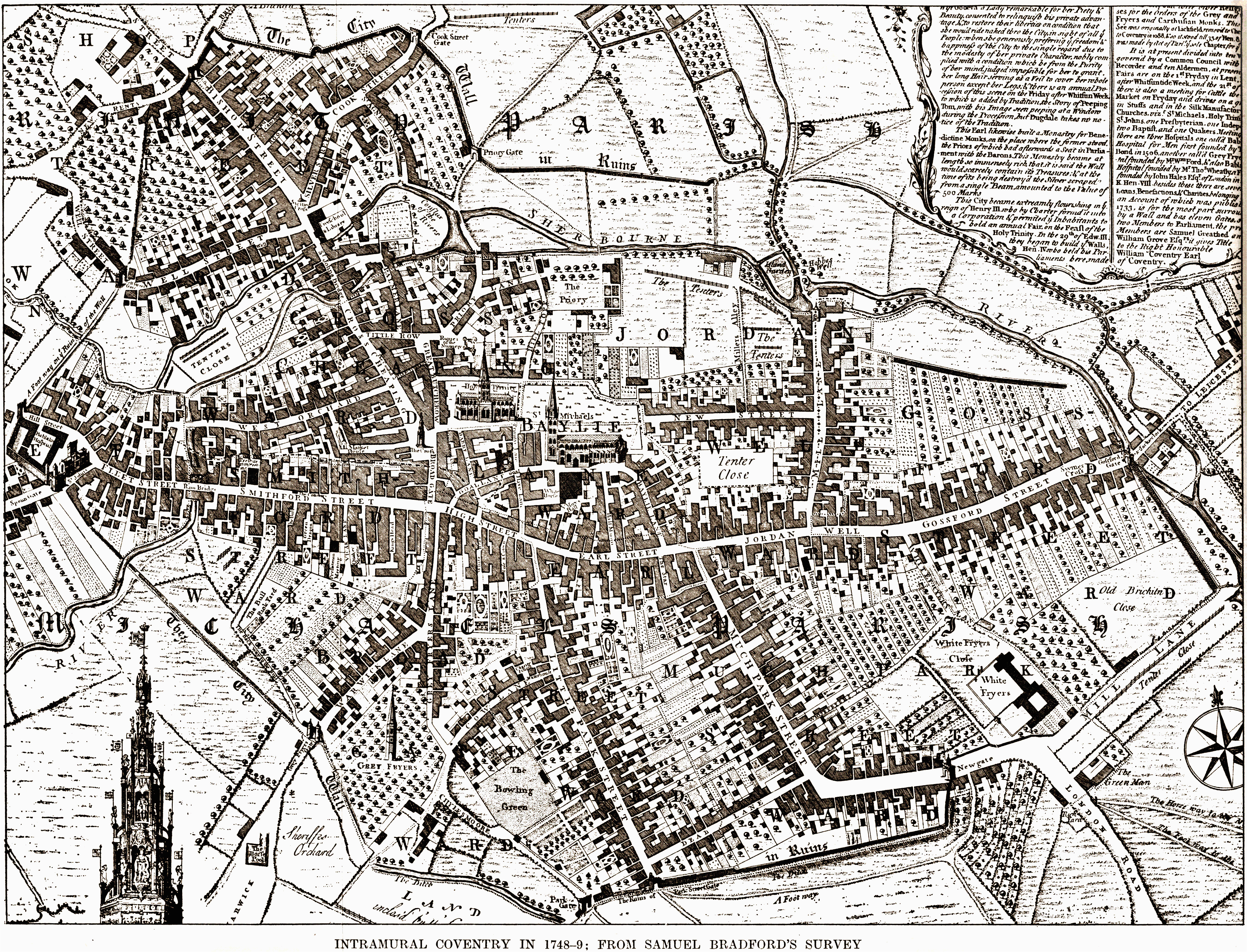 Coventry England Map Coventry is Still Medieval In 1749 without Any Industrial