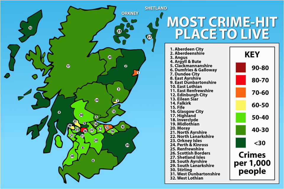 Crime Map northern Ireland Scotland S Most Dangerous and Safest Places to Live Uncovered as