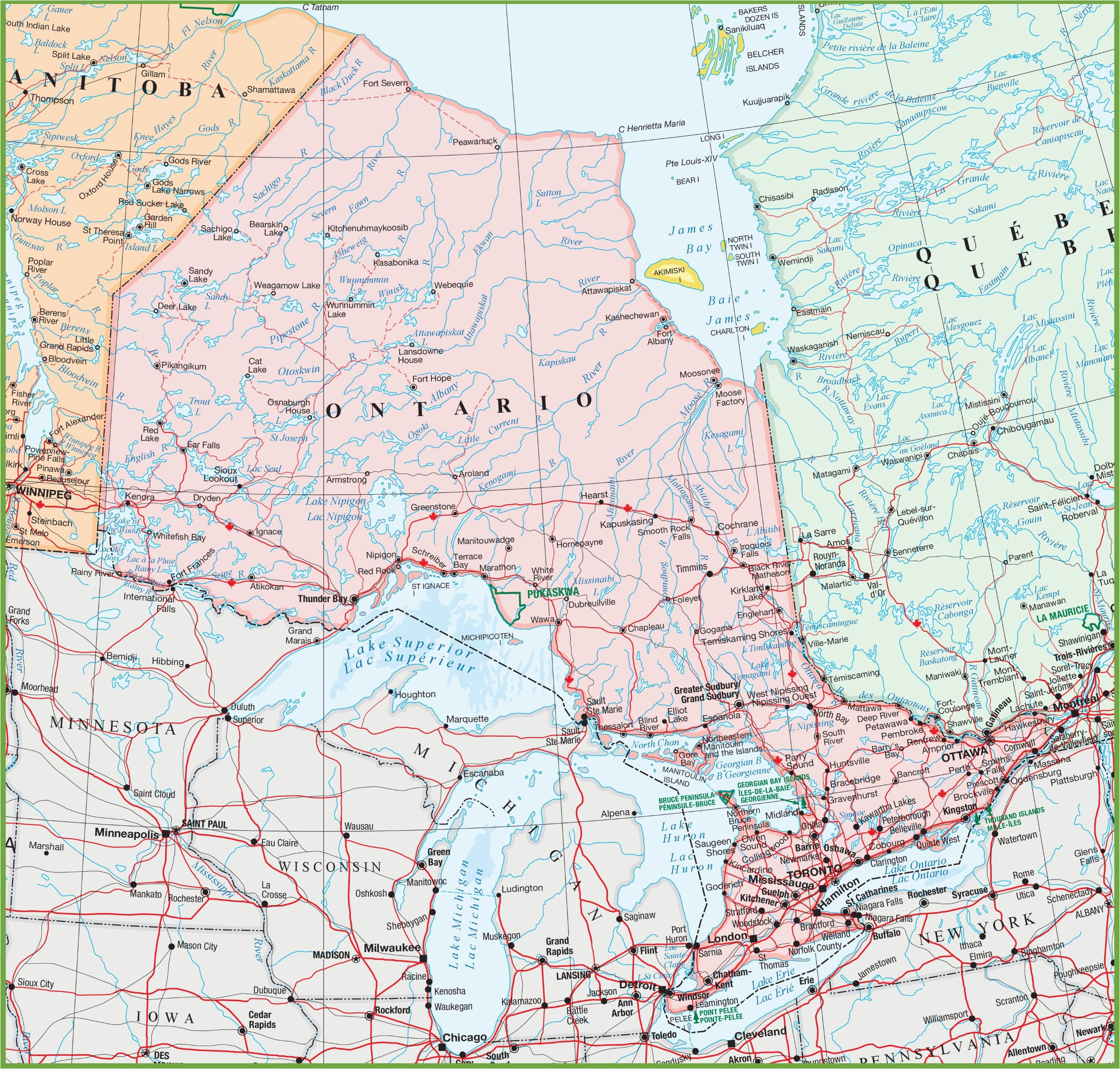 Detailed Map Of Ontario Canada Map Of Ontario with Cities and towns