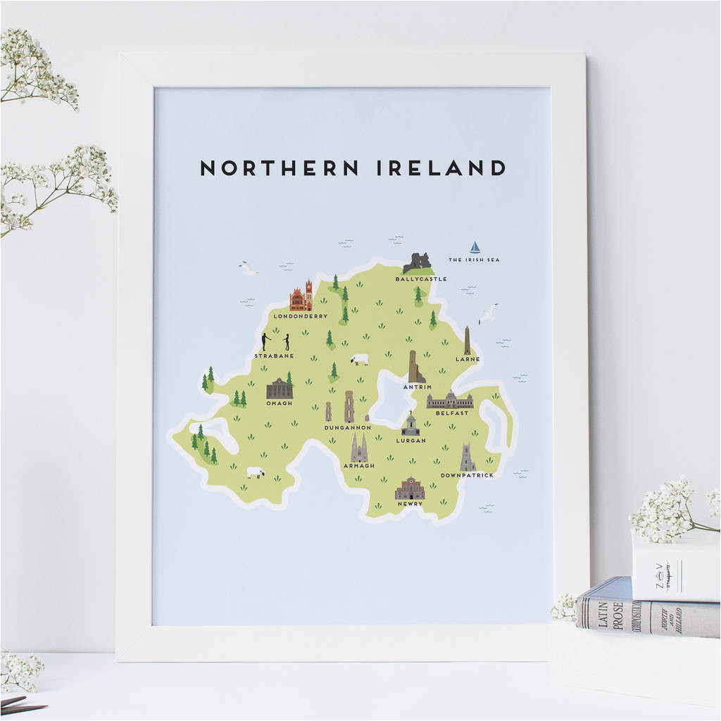 Downpatrick Ireland Map Map Of northern Ireland Print
