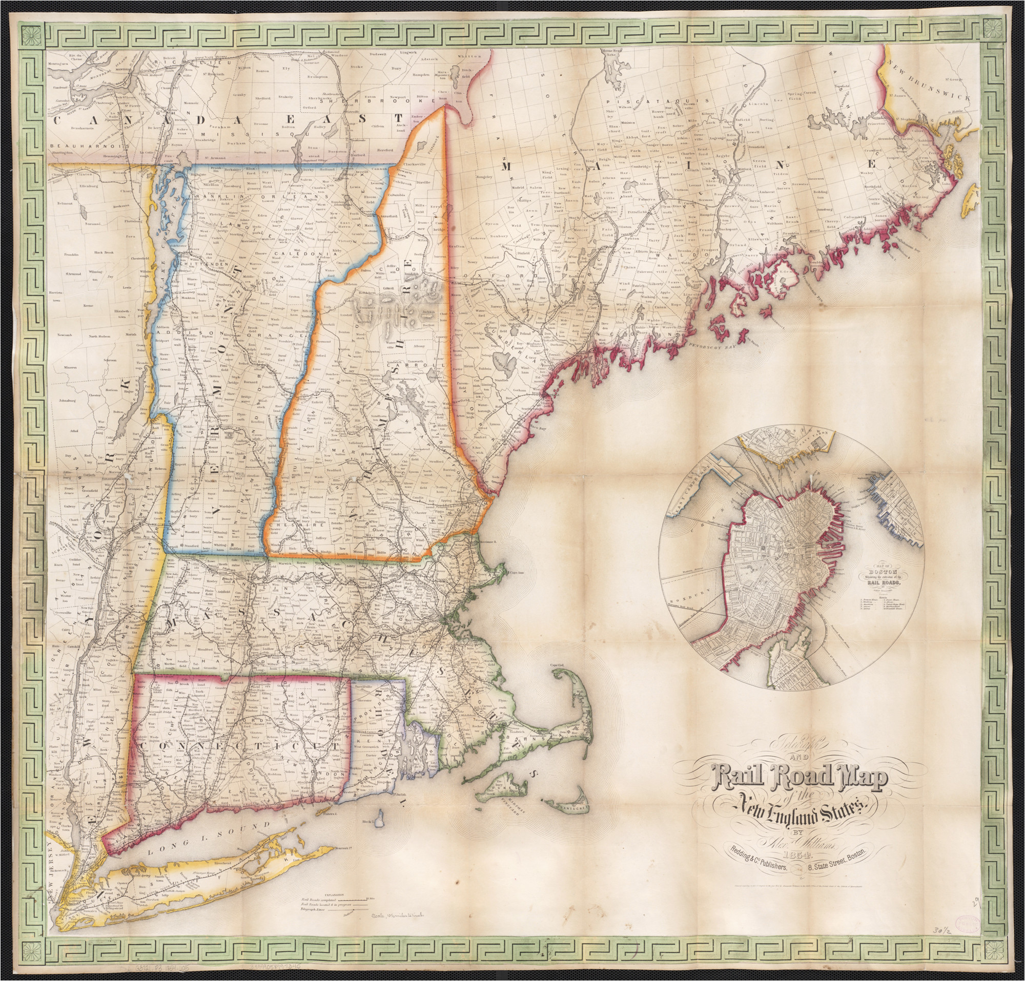 Driving Map Of New England File Telegraph and Rail Road Map Of the New England States