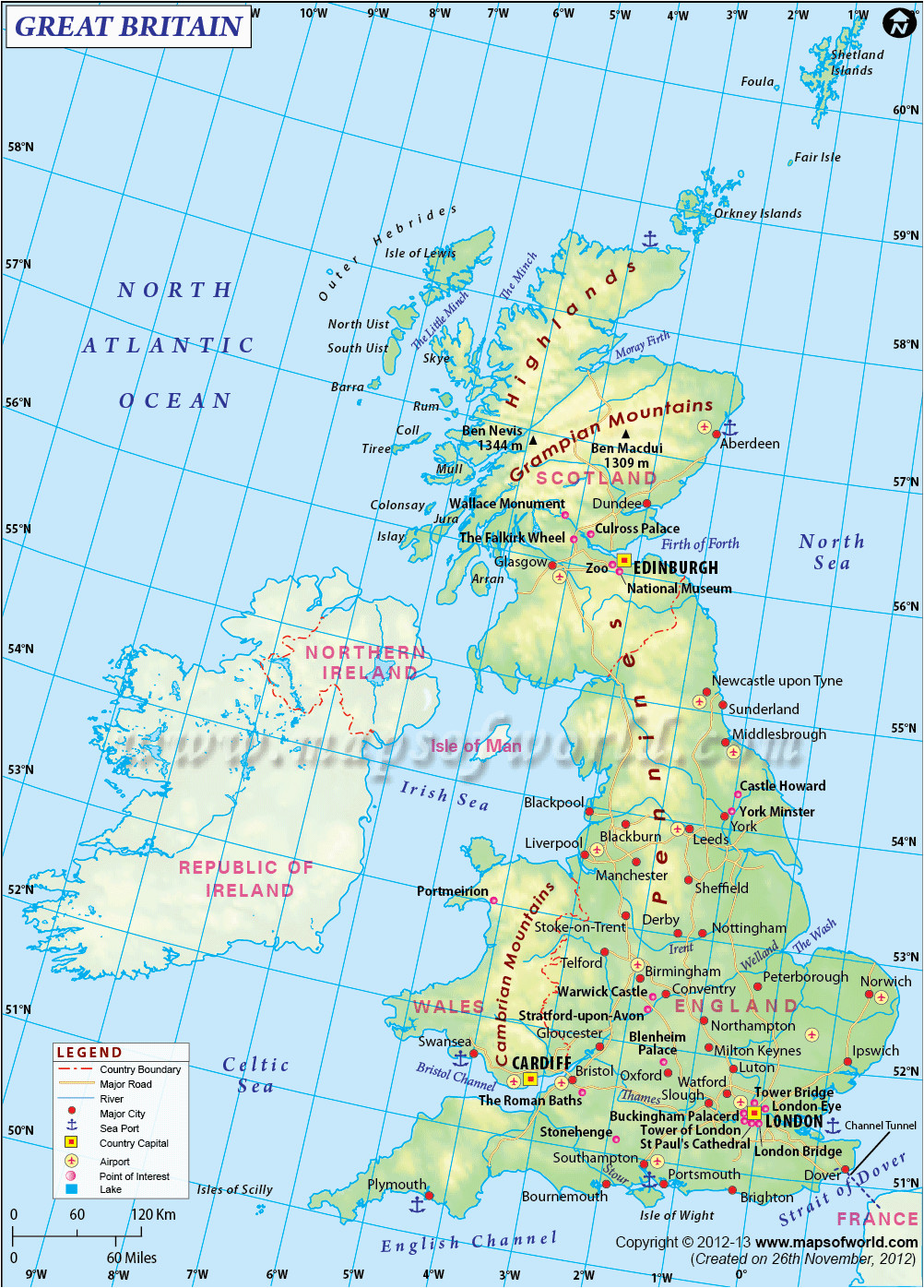 England Airports Map Britain Map Highlights the Part Of Uk Covers the England Wales