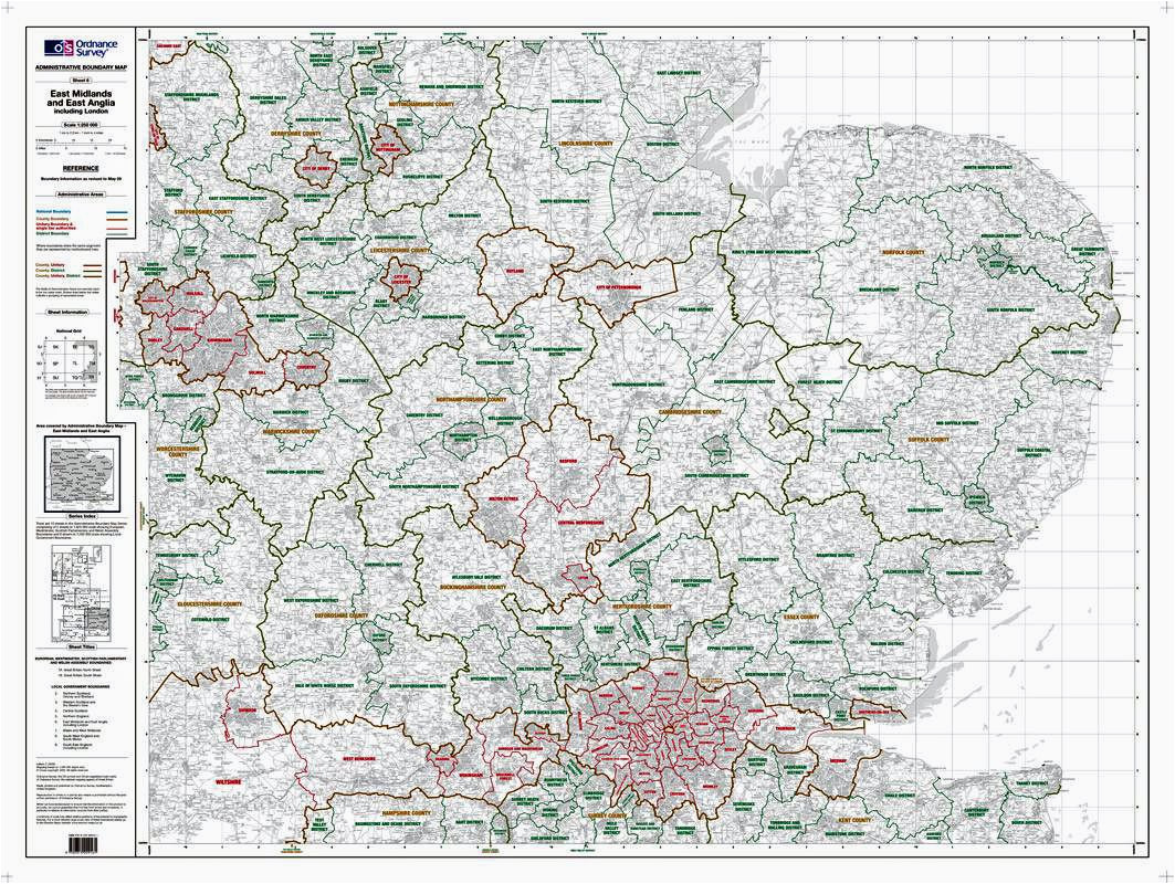 England Local Authority Map Os Administrative Boundary Map Local Government Sheet 6