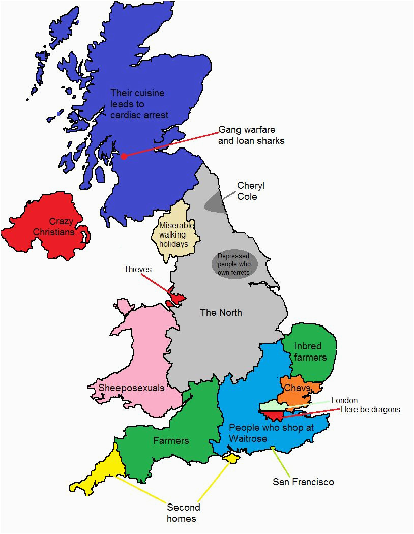 England Map Sheffield A Map Of Gt Britain According to some Londoners Travel Around