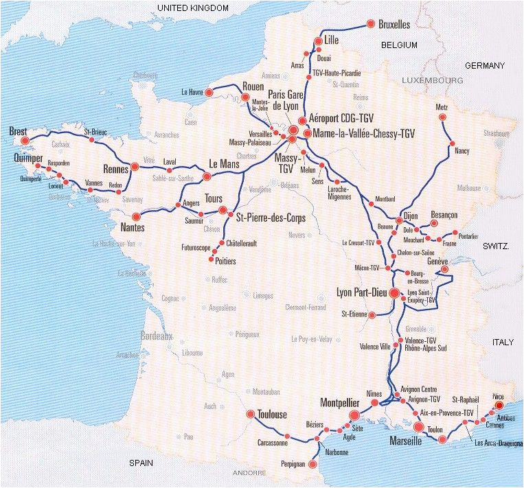 France Bullet Train Map Image Detail for France Train Map Of Tgv High Speed Train