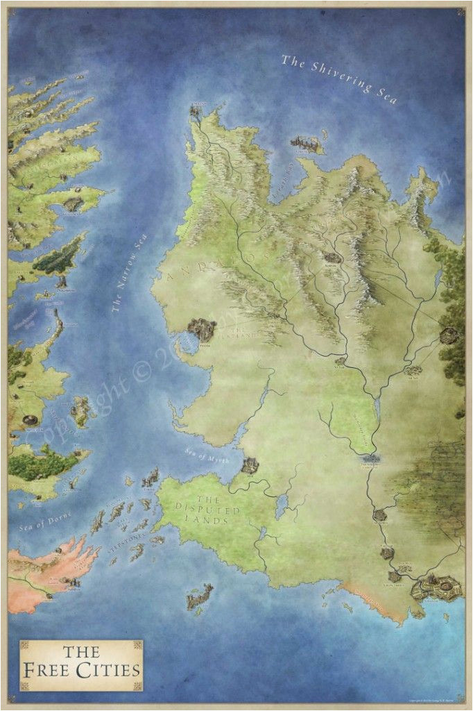 Game Of Thrones Ireland Map the Free Cities Map for Game Of Thrones A song Of Ice and