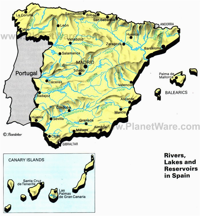 Geographic Map Of Spain Rivers Lakes and Resevoirs In Spain Map 2013 General Reference