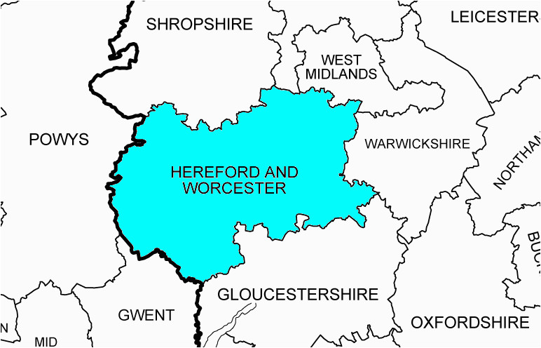 Herefordshire England Map Hereford and Worcester Uk where My Great Grandfather Bowcott Was