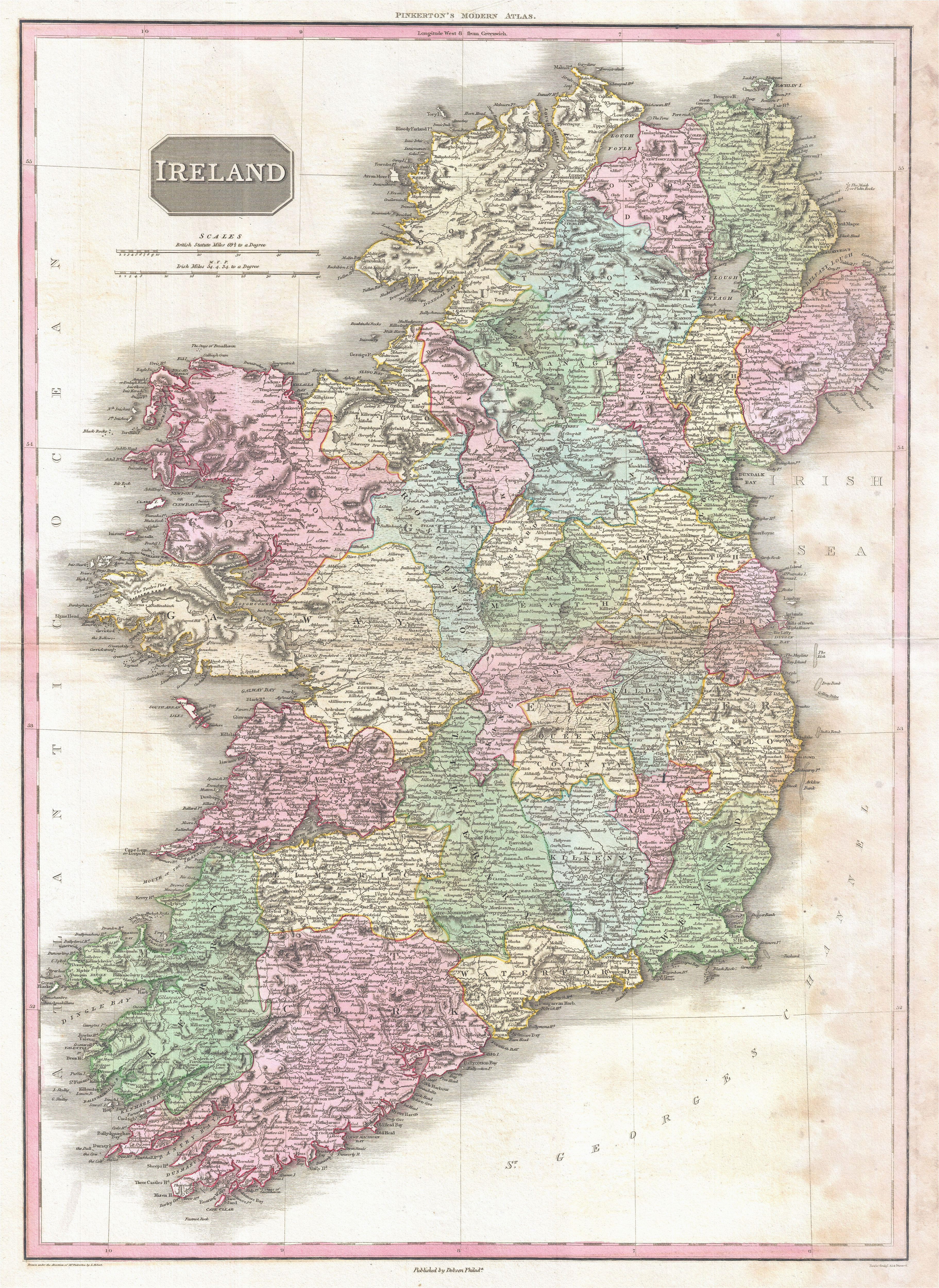 Historical Maps Ireland File 1818 Pinkerton Map Of Ireland Geographicus Ireland