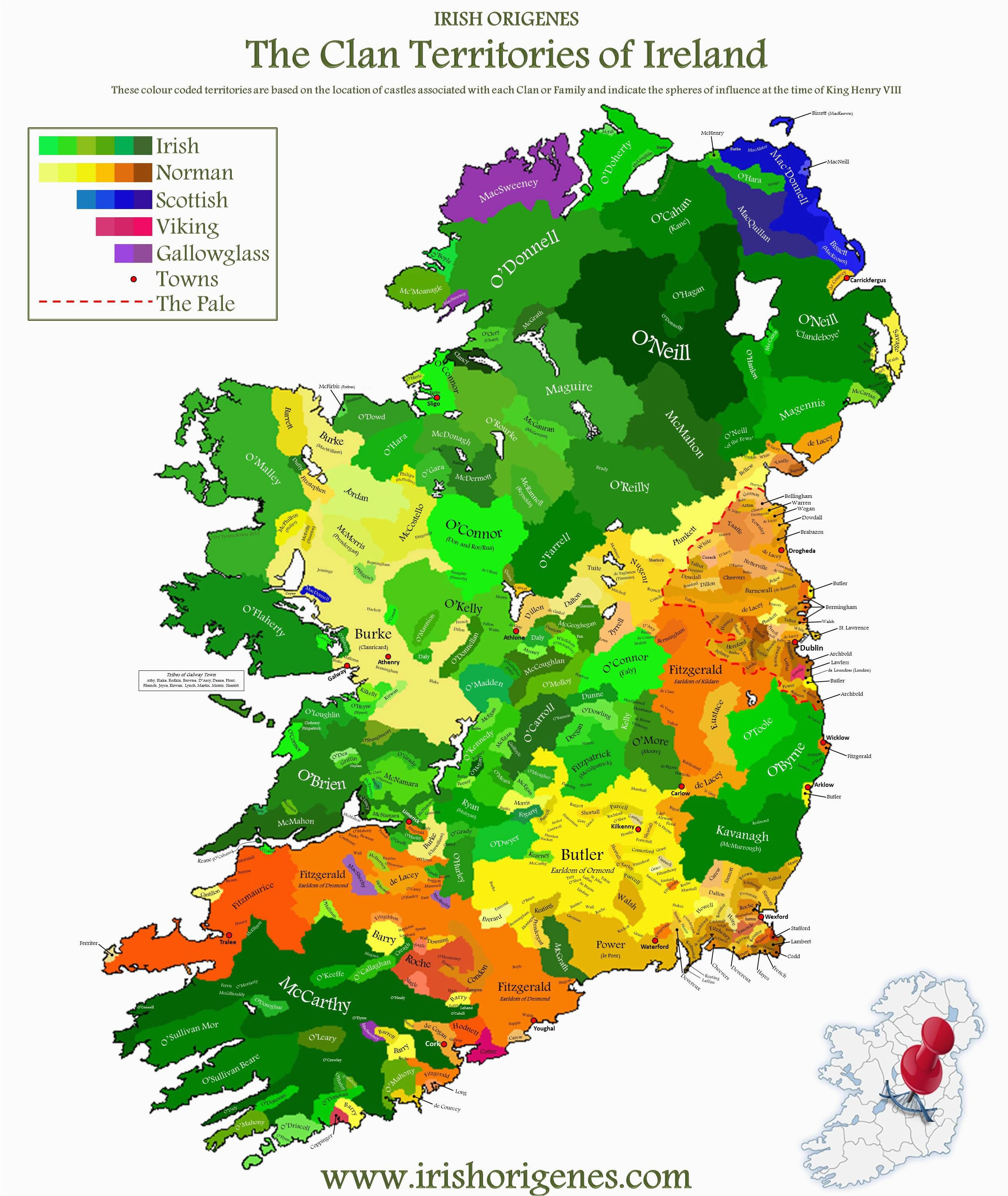 Ireland Lakes Map Clan Map Of Ireland Irish origenes Use Family Tree Dna to