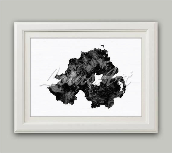 Ireland Map Black and White northern Ireland Map Black White Print Watercolor Map Wall