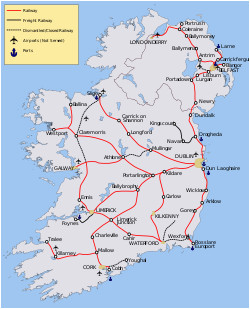 Ireland Rail Map Rail Transport In Ireland Wikivisually