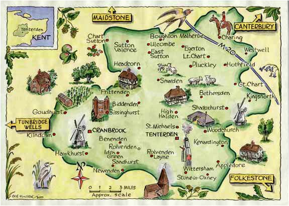 Kent On Map Of England Weald Of Kent Family Heritage Village Map Website Link Map Art