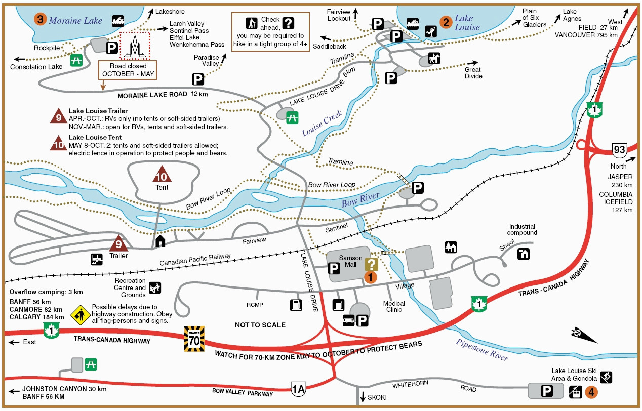 Lake Louise Map Canada Lake Louise Campground