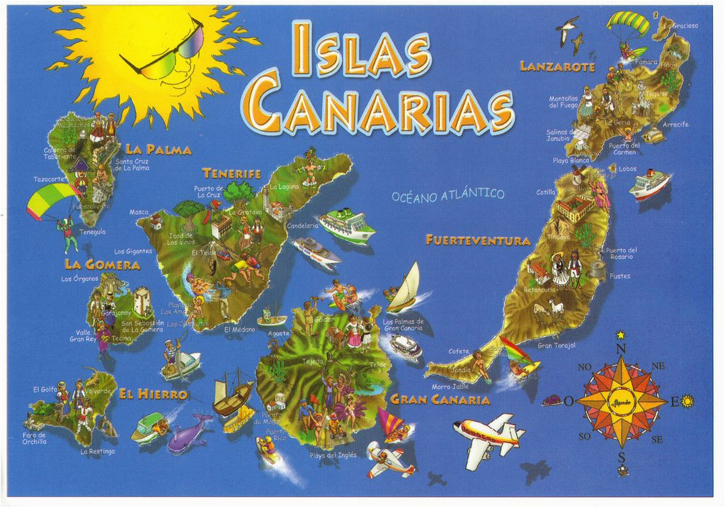 Lanzarote Spain Map Canary islands Spain Map Postcard In 2019 Lanzarote Canarian
