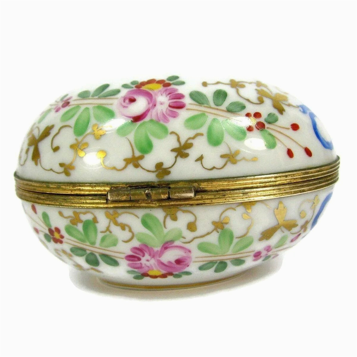 Limoges France Map Vintage Limoges Decor Main Egg Box Hand Painted Floral Gold Trim