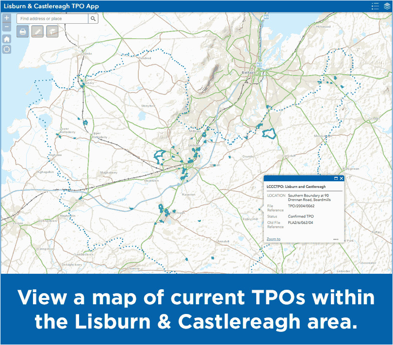 Lisburn northern Ireland Map Trees In the Council area Lisburn Castlereagh