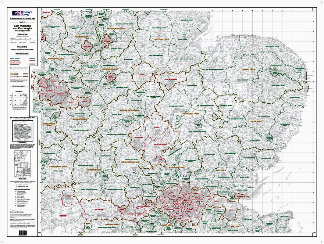 Local Authority Map England Os Administrative Boundary Map Local Government Sheet 6